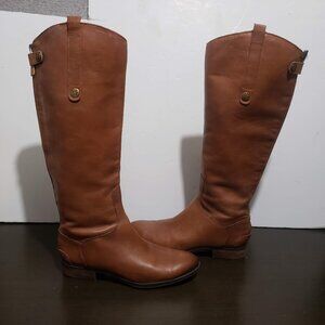 Sam Edelman Brown Leather Back Zip Women's Riding Boots 8M / EUR 38